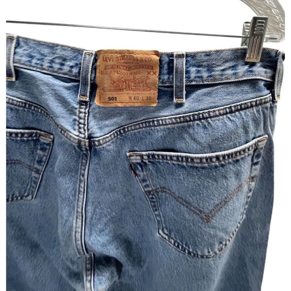 Levi's 501 Jeans Men's Size 40x30 Button Fly Blue 100% Cotton - Picture 5 of 6